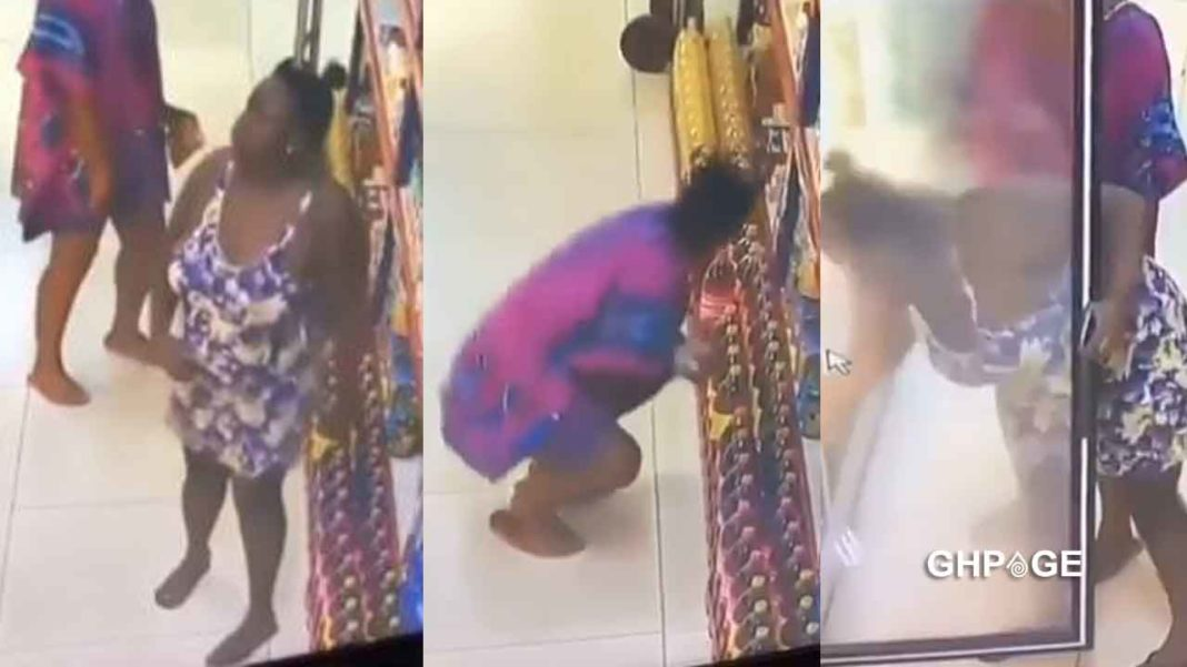 Two ladies captured on CCTV shoplifting items into their pants at a supermarket